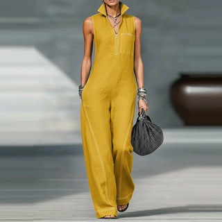Brenda Ärmelloser Jumpsuit mit weitem Schnitt