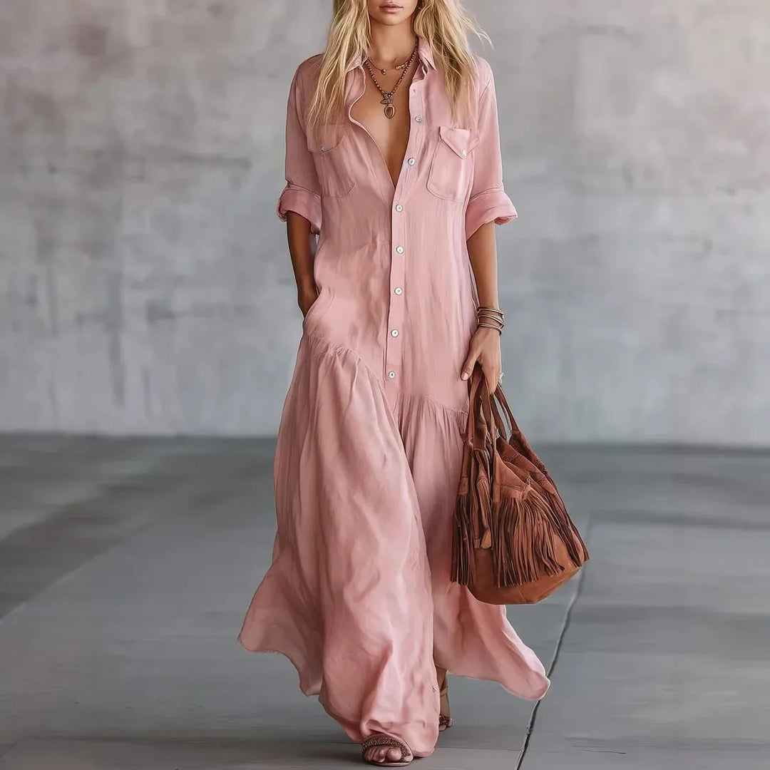 Misha Lockere Gestufte Maxi-Kleid