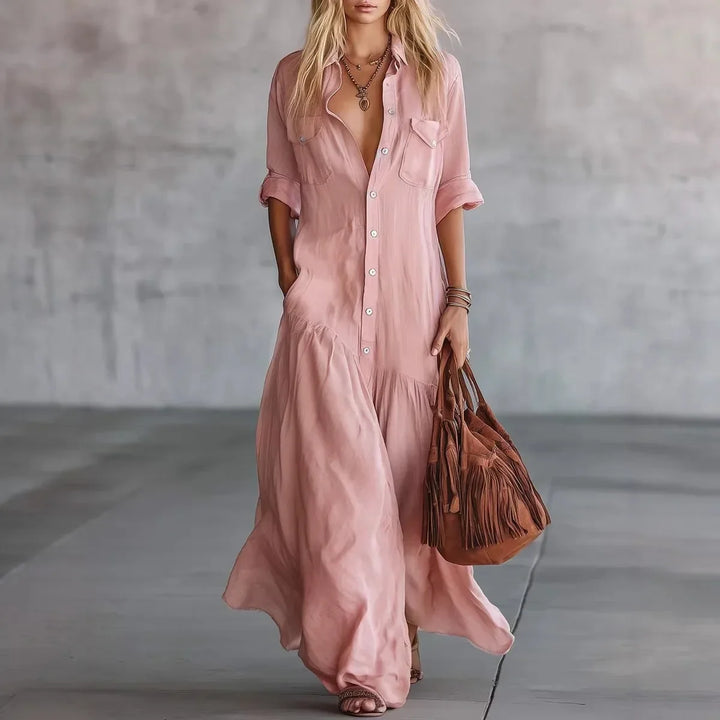 Misha Lockere Gestufte Maxi-Kleid