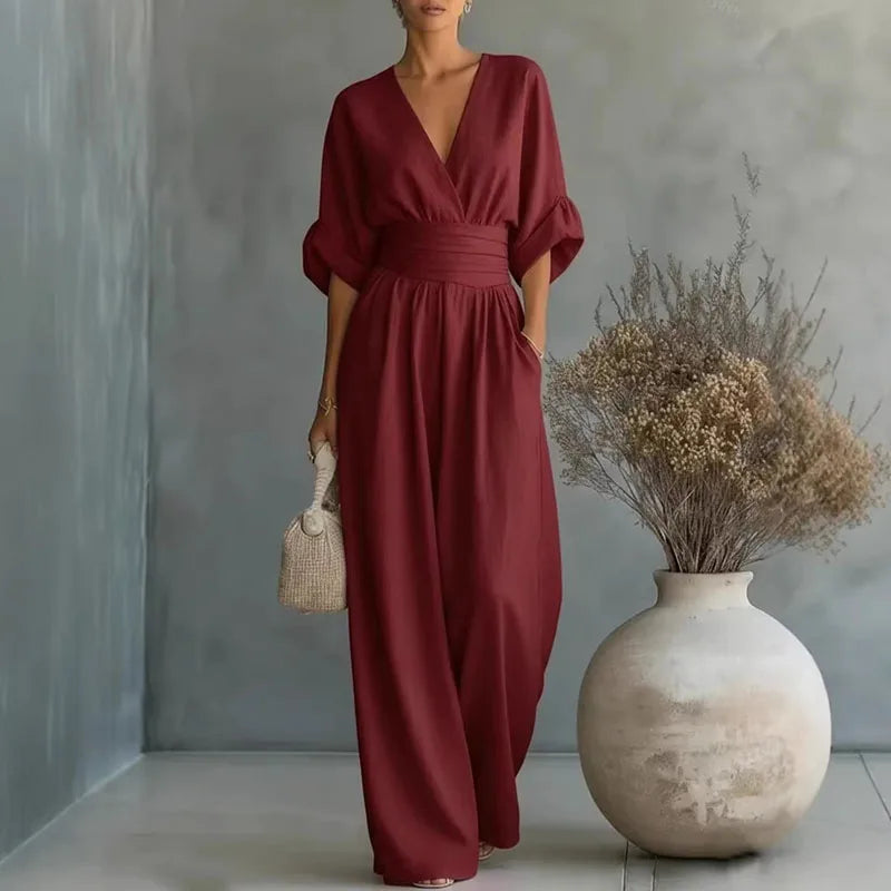 Helena V-Neck Summer Jumpsuit