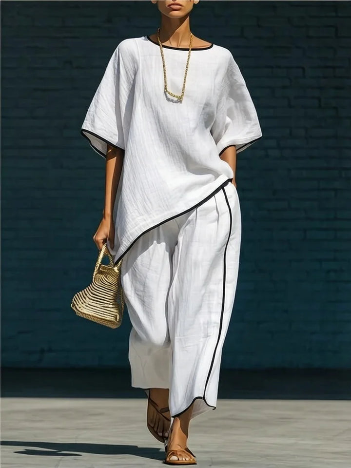 Cecelia Linen Cropped Pants Ensemble