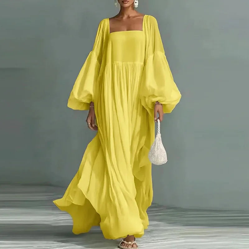 Azolla Maxikleid mit quadratischem Dekolleté