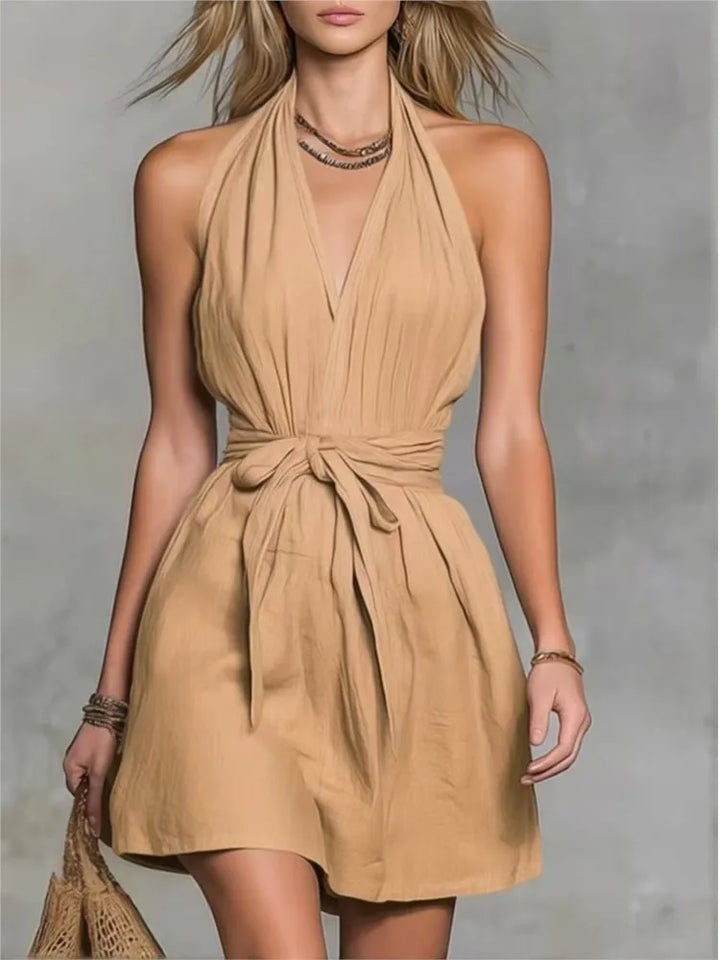 Katherine Halter Mini Dress with Drawstring