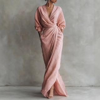 Kylie V-Neck Wrap Waist Maxi Dress