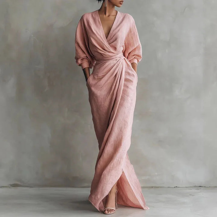 Kylie V-Neck Wrap Waist Maxi Dress