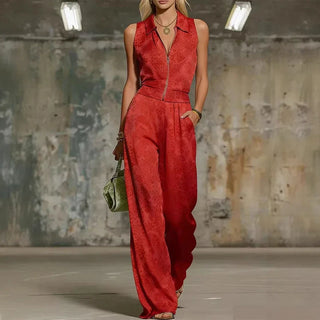 Darla Strukturierter Jumpsuit mit Weitbeinen
