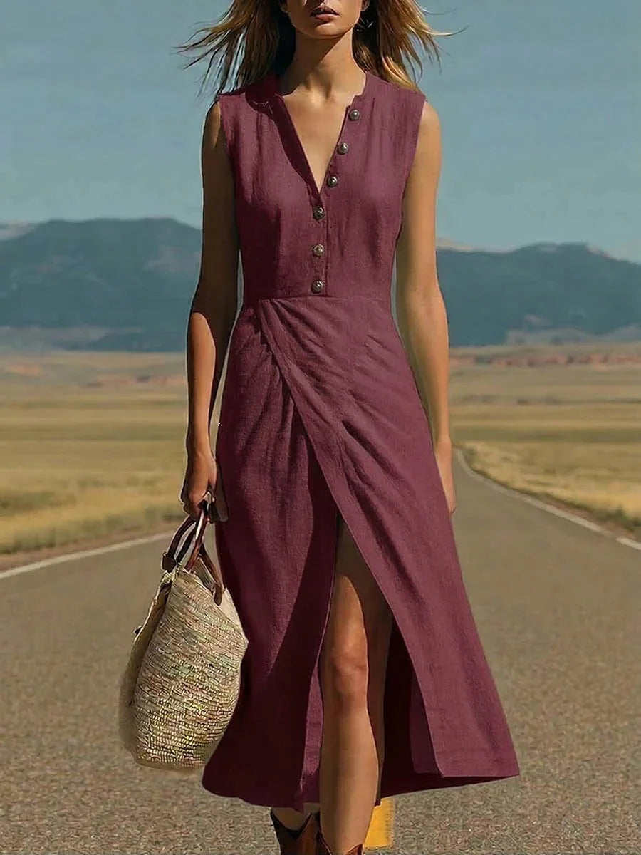 Ginnie Luftiges Midi-Kleid mit Knopfdetails