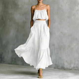 Adriana Flowing Crop Top and Skirt Set