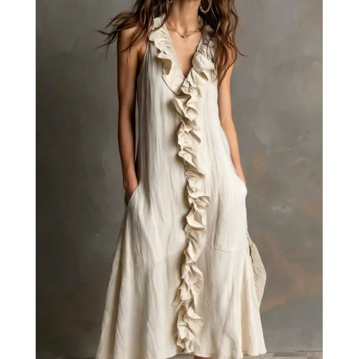 Evelyn Rüschensaum Midi Dress