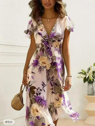 Scarlett Midi Kleid mit fließendem Blumenmuster
