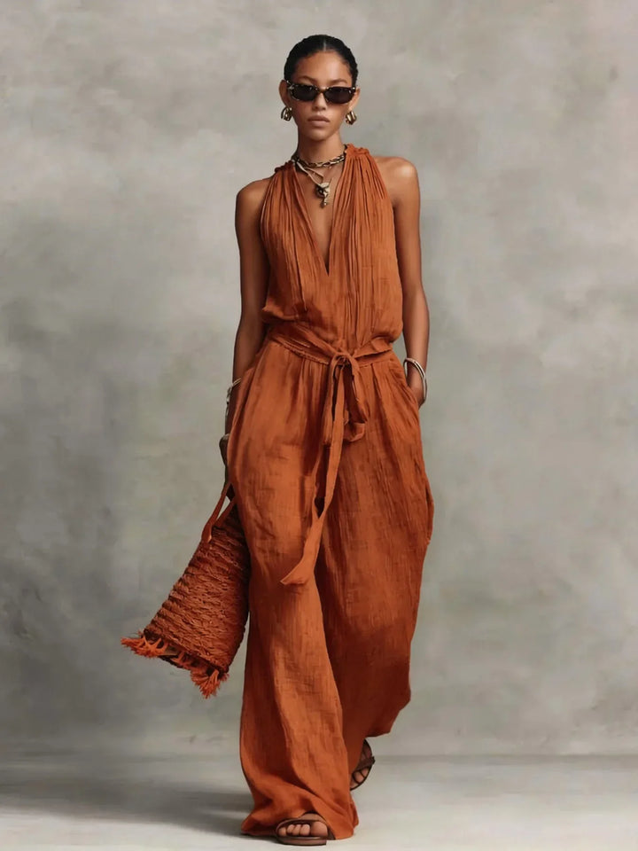 Zephira Front Tie Wide-Leg Jumpsuit