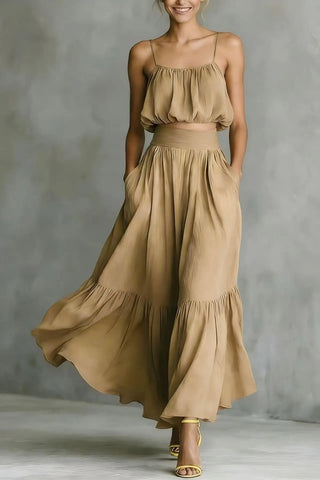 Adriana Flowing Crop Top and Skirt Set