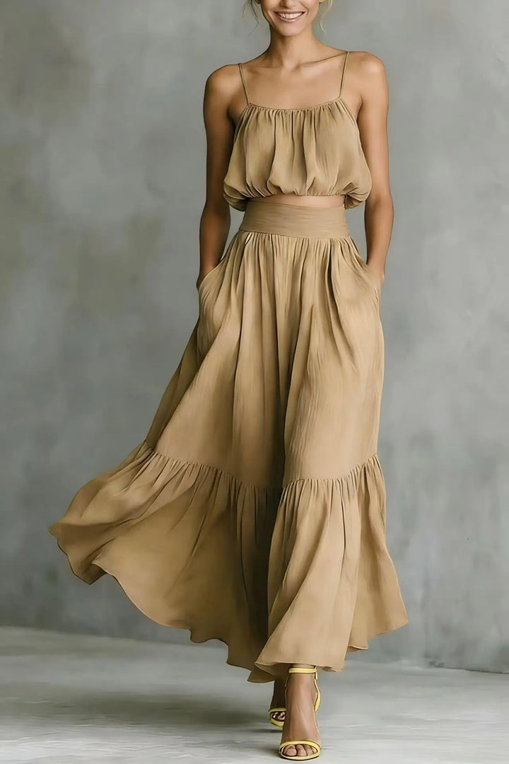 Adriana Flowing Crop Top and Skirt Set