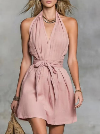 Katherine Halter Mini Dress with Drawstring