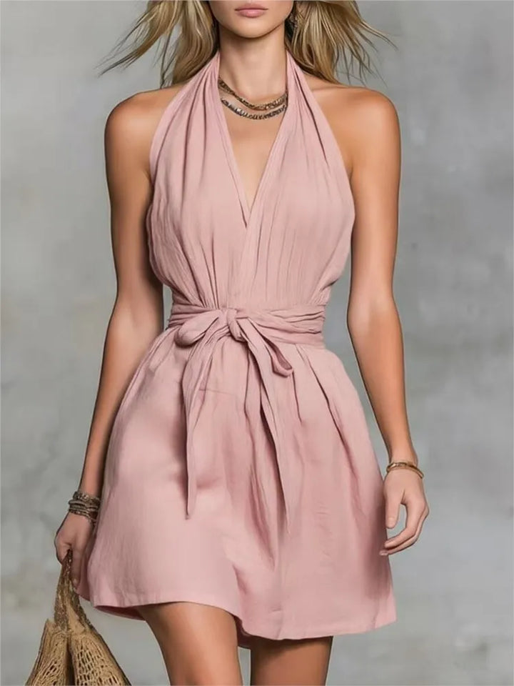 Katherine Halter Mini Dress with Drawstring
