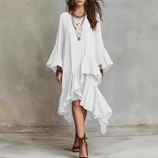 Samira Midi-Kleid mit fließendem Rüschendesign