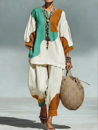 Solira Relaxed Lantern Sleeve Jumpsuit Set