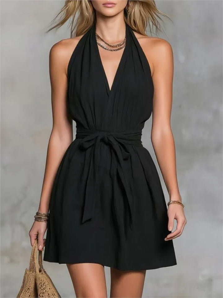 Katherine Halter Mini Dress with Drawstring