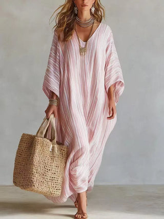 Gestreiftes Leinen-Sommerkleid von Monica