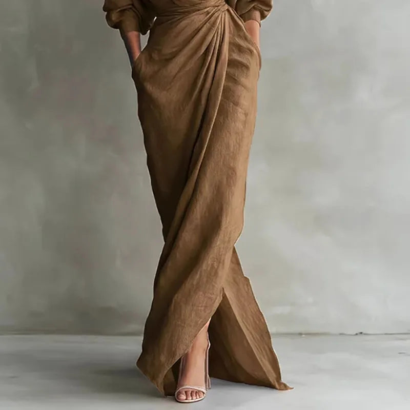 Kylie V-Neck Wrap Waist Maxi Dress