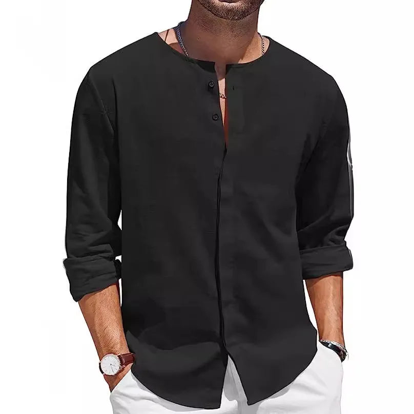 Shoreline Linen Henley Summer Shirt
