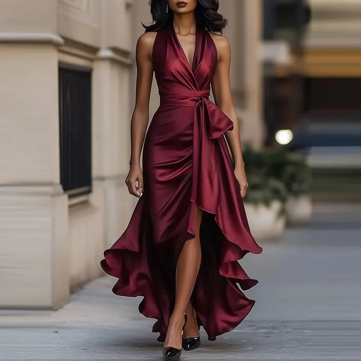 Ariella Satin Halter Maxi Dress