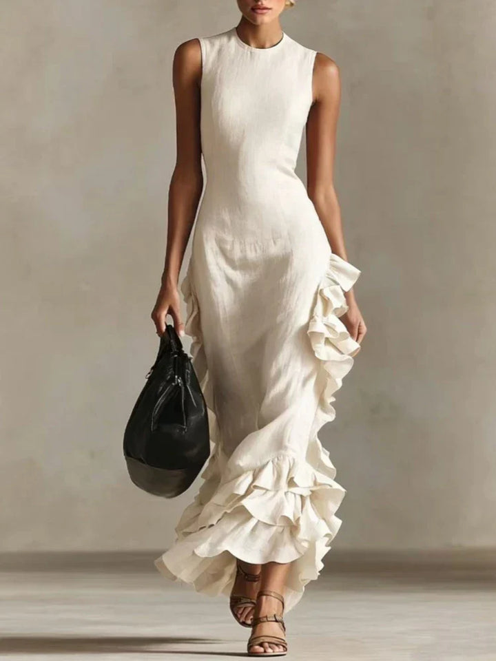Vionara Ruffled Hem Midi Dress