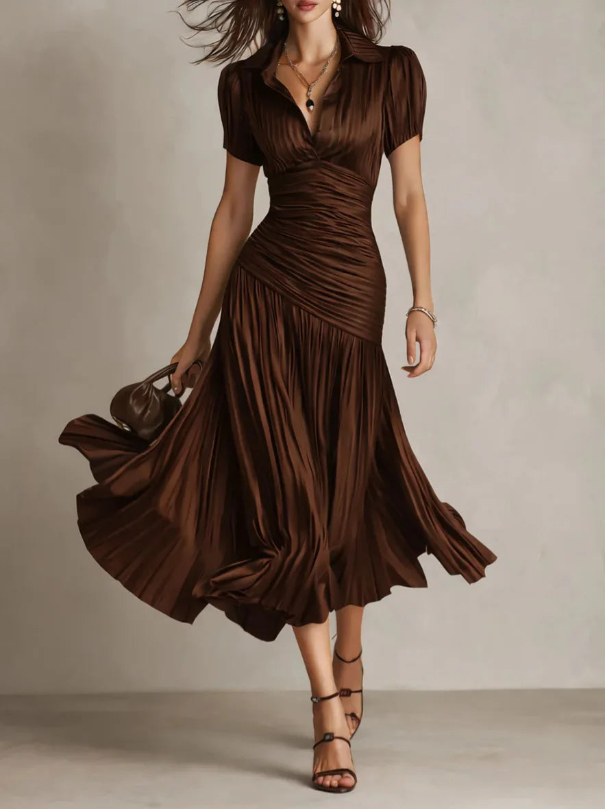Zaffira Midi Kleid mit Falten