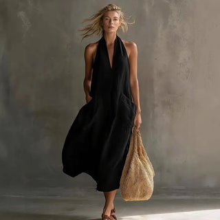 Greta Linen Halter Maxi Dress