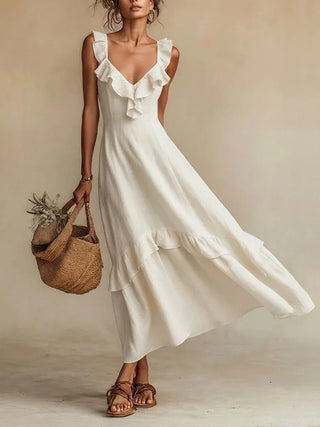 Zarina Maxi-Kleid mit Fließendem Rüschendesign