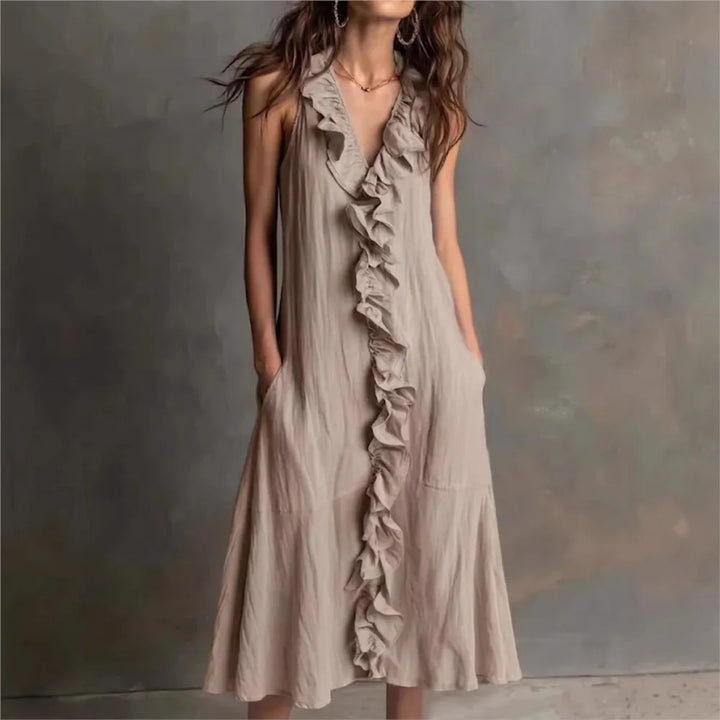 Evelyn Rüschensaum Midi Dress