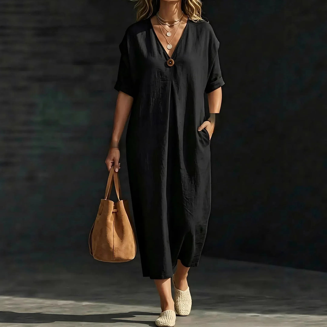 Elara Luftiges V-Ausschnitt Maxikleid