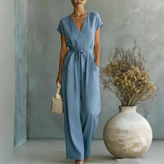 Carol V-Neck Jumpsuit Set