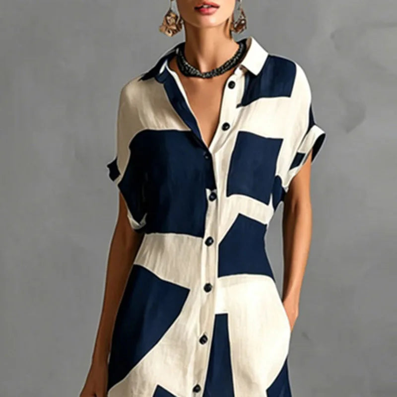 Victoria Bedrucktes Maxikleid mit Knopfleiste
