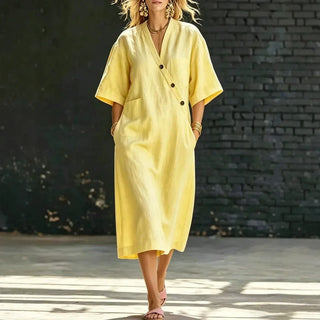 Selene Sommer Leinen Midi Dress