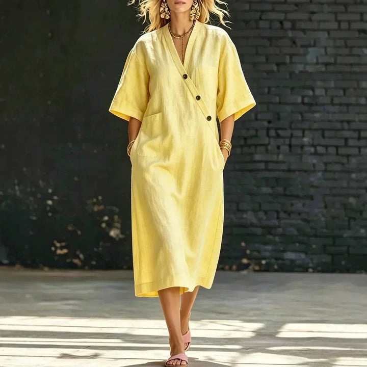 Selene Sommer Leinen Midi Dress