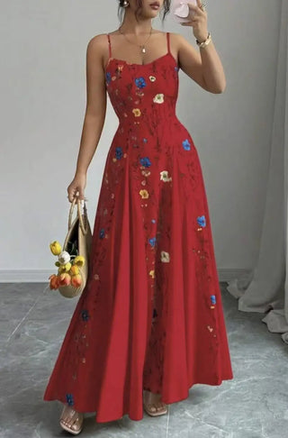 Amelia Fließendes Blumenmuster A-Linie Maxi Kleid