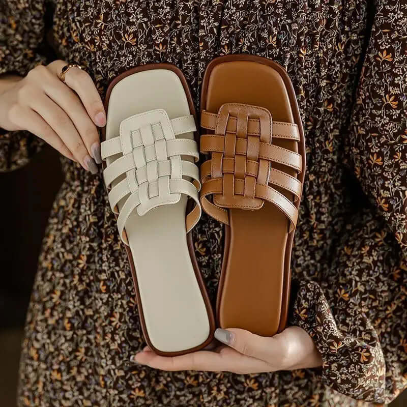 Rory Komfort Leder Flache Sandalen
