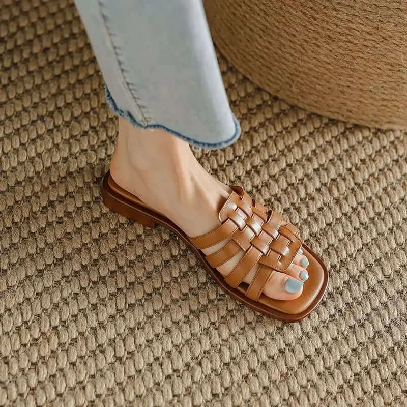 Rory Komfort Leder Flache Sandalen