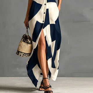 Victoria Bedrucktes Maxikleid mit Knopfleiste
