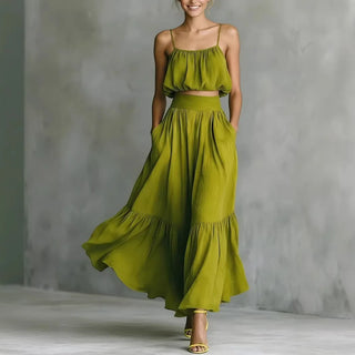 Adriana Flowing Crop Top and Skirt Set