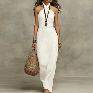 Helena Bohemian Halter Linen Dress