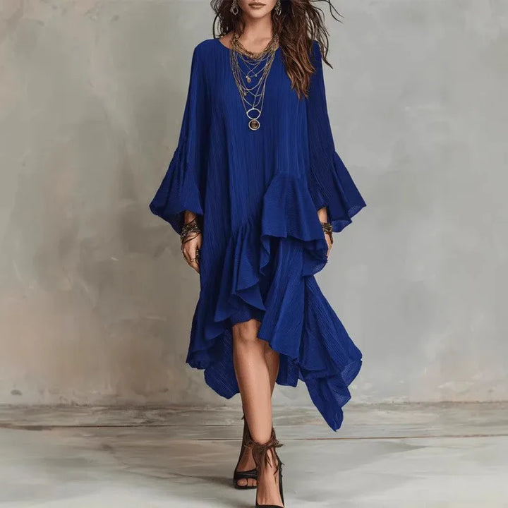 Samira Midi-Kleid mit fließendem Rüschendesign