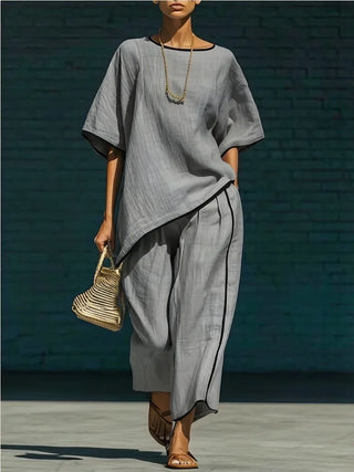 Cecelia Linen Cropped Pants Ensemble