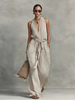 Zephira Front Tie Wide-Leg Jumpsuit