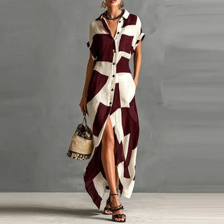 Victoria Bedrucktes Maxikleid mit Knopfleiste
