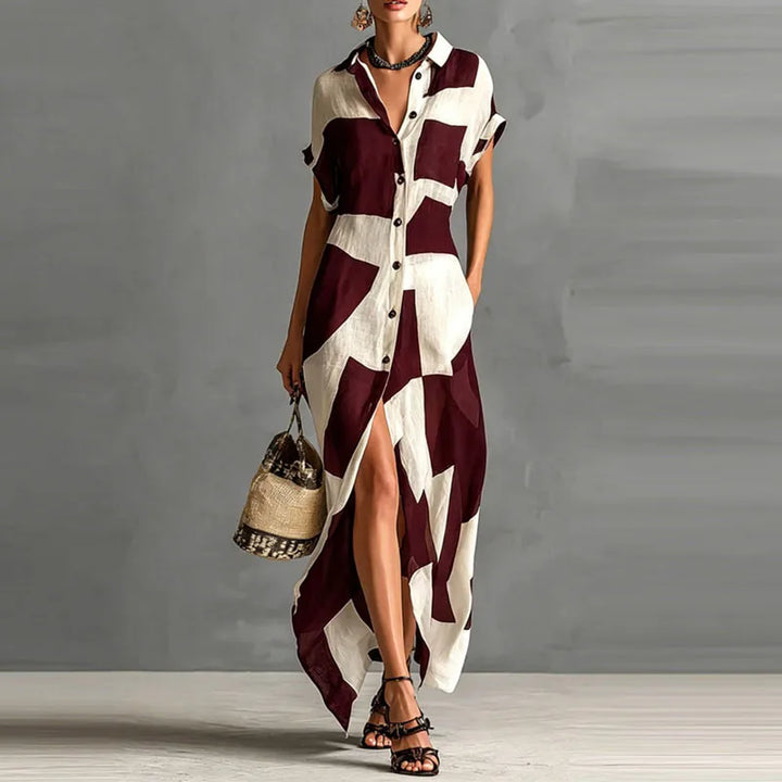 Victoria Bedrucktes Maxikleid mit Knopfleiste