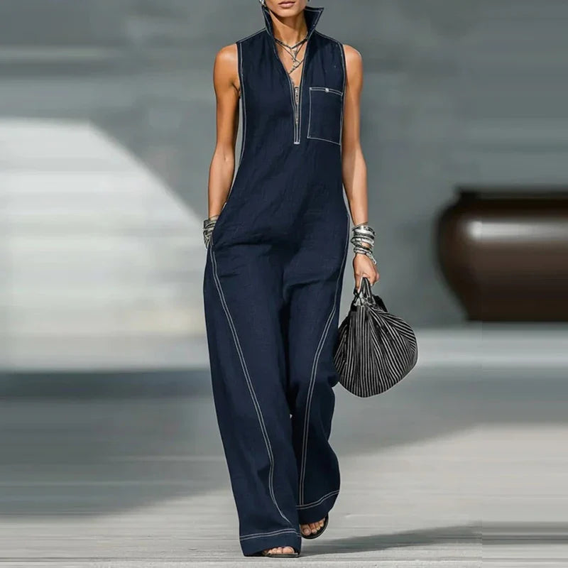 Brenda Ärmelloser Jumpsuit mit weitem Schnitt
