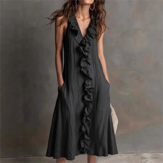 Evelyn Rüschensaum Midi Dress