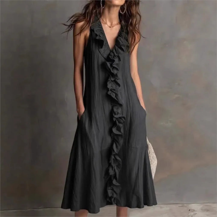 Evelyn Rüschensaum Midi Dress